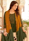 Vivanta By Mittoo Rayon Wrinkle Embroidery Kurti With Bottom Dupatta Wholesale Shop In Surat